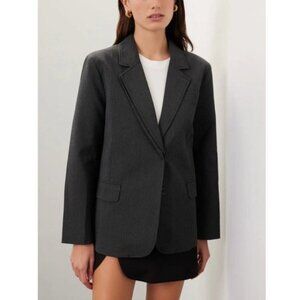 Moon River Striped Linen Gray Career Blazer Jacket Size XS Fall Winter
